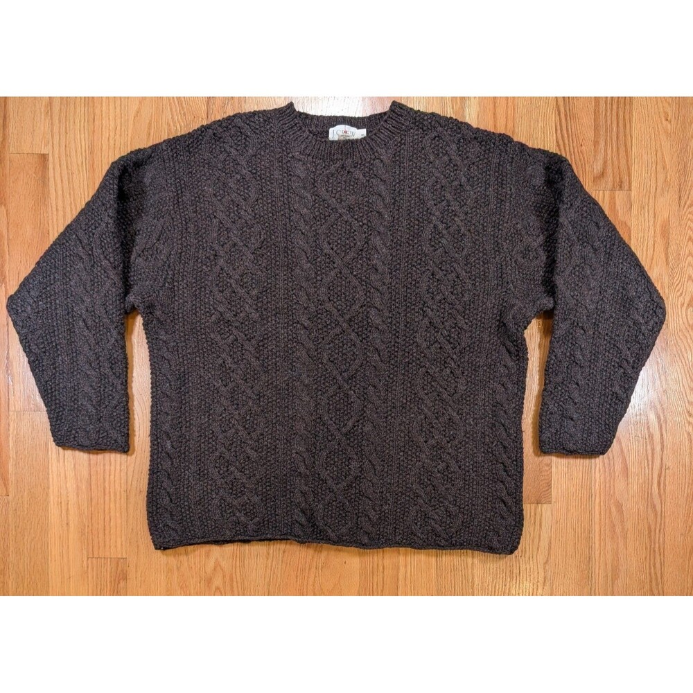 Vintage J Crew Sweater Mens Small Brown Oarsman Fisherman Cable Knit Wool